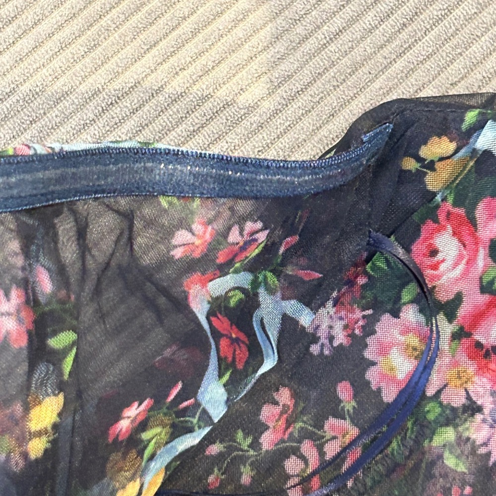Dressalisa Maxi‎ Gown Womens S Navy Gently Used Floral Corset Tiered Ruffle Mesh - Picture 16 of 16